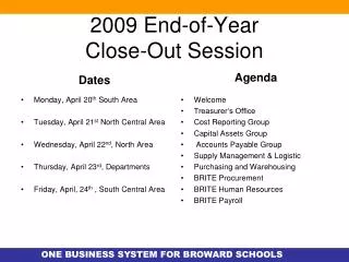 2009 End-of-Year Close-Out Session