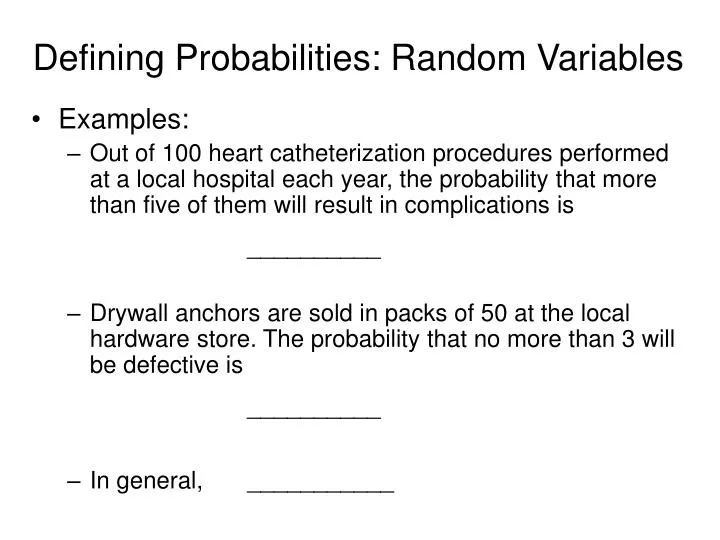 defining probabilities random variables