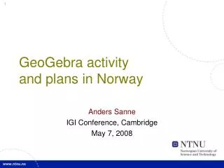 GeoGebra activity and plans in Norway