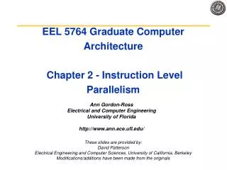 EEL 5764 Graduate Computer Architecture Chapter 2 - Instruction Level Parallelism