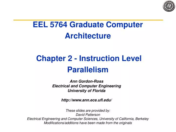 eel 5764 graduate computer architecture chapter 2 instruction level parallelism