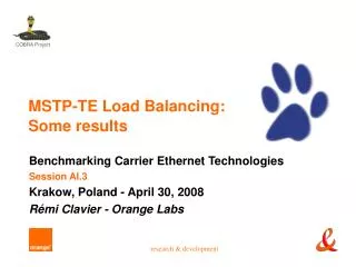MSTP-TE Load Balancing: Some results