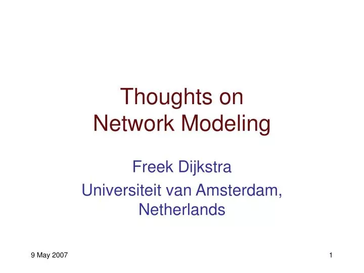 thoughts on network modeling