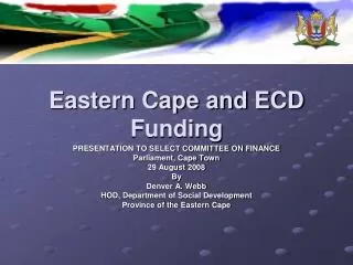 Eastern Cape and ECD Funding