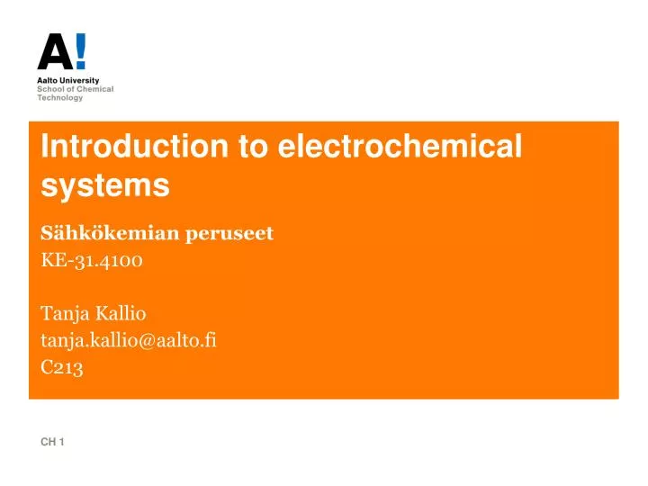 introduction to electrochemical systems