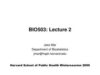 BIO503: Lecture 2