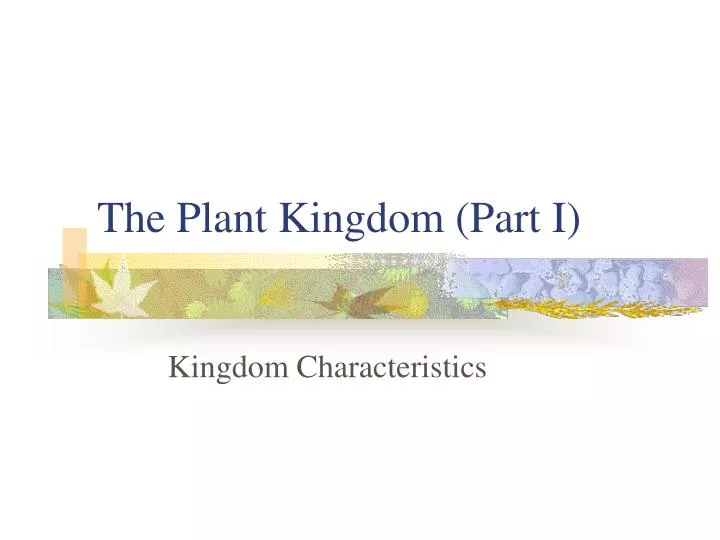 the plant kingdom part i