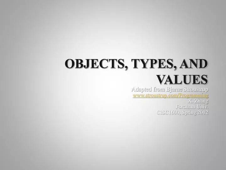 objects types and values