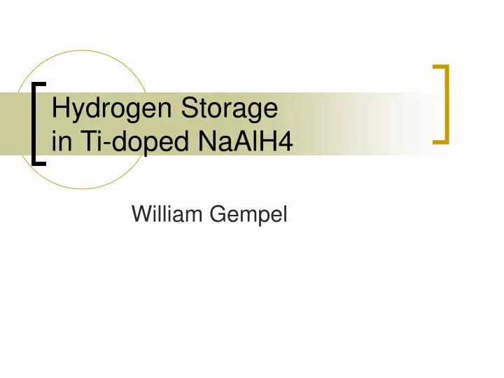 hydrogen storage in ti doped naalh4