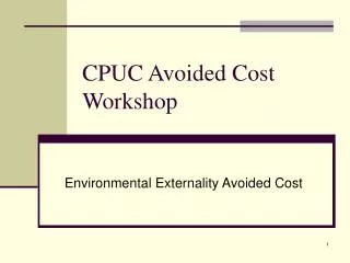 CPUC Avoided Cost Workshop