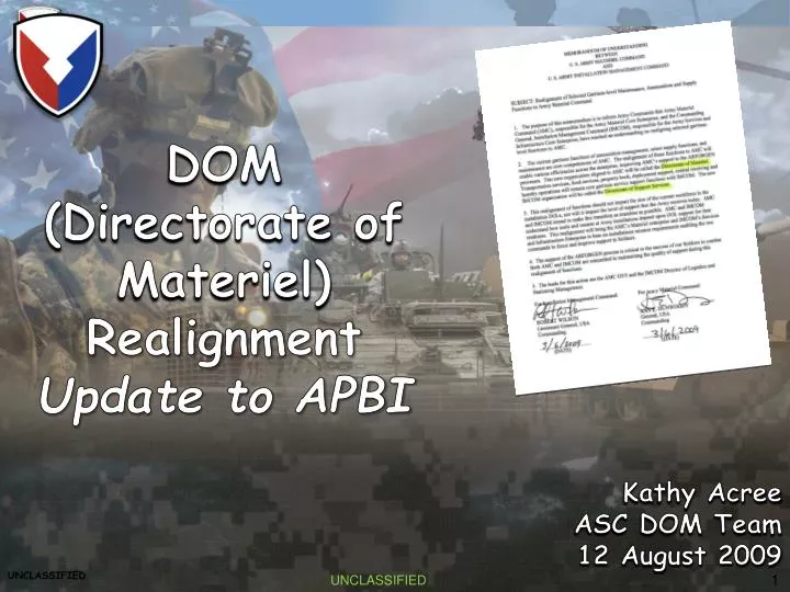 dom directorate of materiel realignment update to apbi