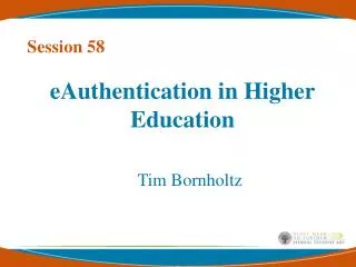 eAuthentication in Higher Education