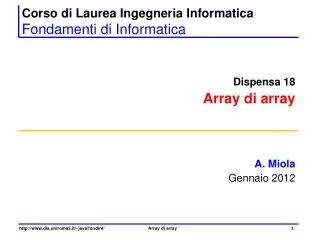 corso di laurea ingegneria informatica fondamenti di informatica