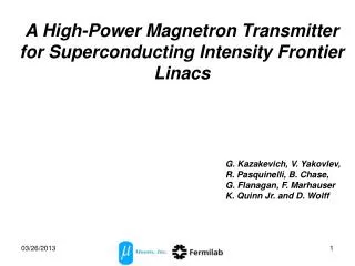 A High-Power Magnetron Transmitter for Superconducting Intensity Frontier Linacs