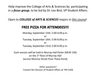 FREE PIZZA FOR ATTENDEES!!!