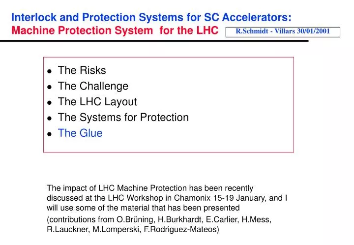 interlock and protection systems for sc accelerators machine protection system for the lhc