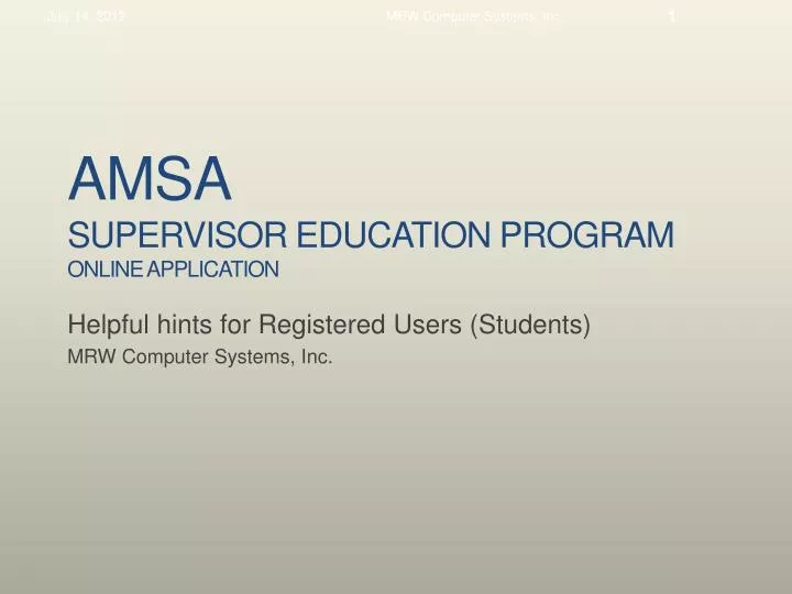 amsa supervisor education program online application