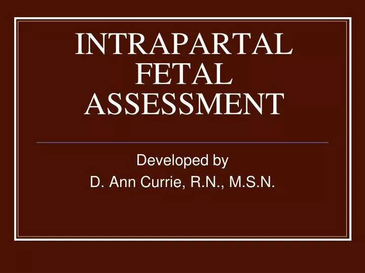 intrapartal fetal assessment