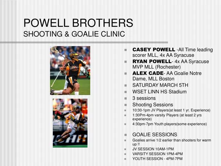 powell brothers shooting goalie clinic