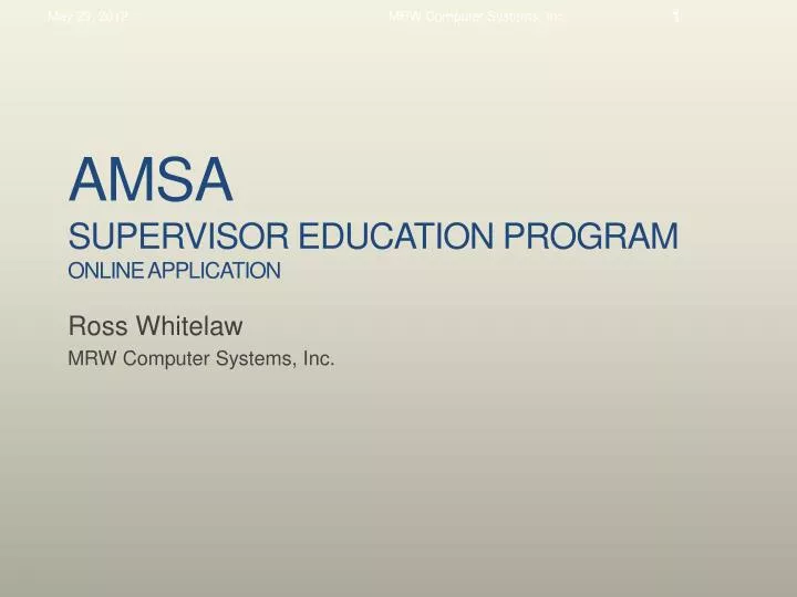 amsa supervisor education program online application