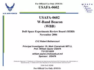 USAFA-0602 W-Band Beacon (WBB)