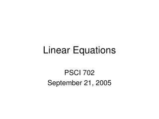 Linear Equations