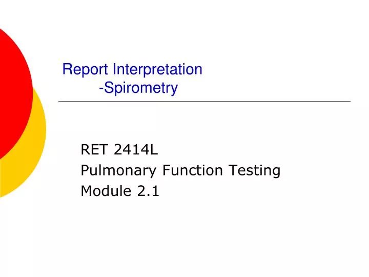 report interpretation spirometry