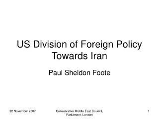 US Division of Foreign Policy Towards Iran