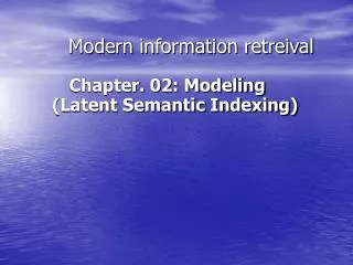 modern information retreival
