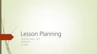 Lesson Planning