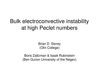 Bulk electroconvective instability at high Peclet numbers