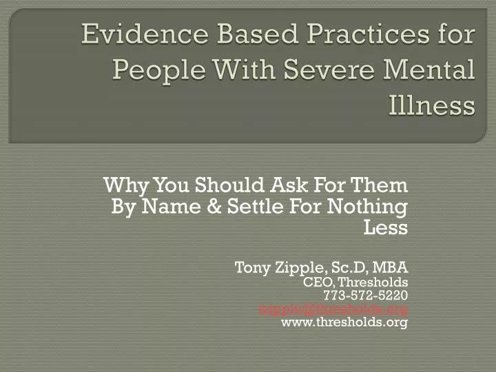 evidence based practices for people with severe mental illness