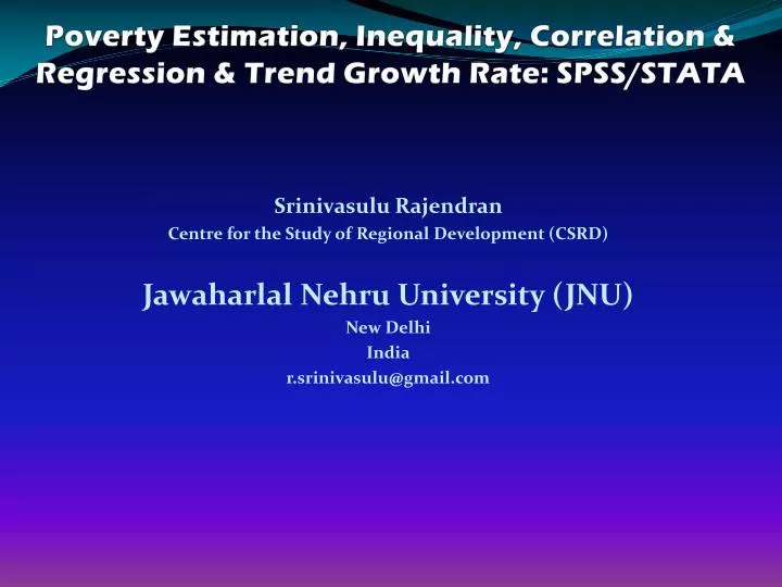 poverty estimation inequality correlation regression trend growth rate spss stata