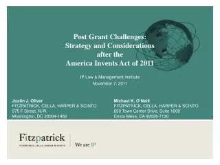 Post Grant Challenges: Strategy and Considerations after the America Invents Act of 2011