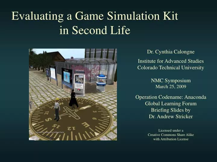 evaluating a game simulation kit in second life