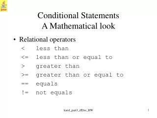 Conditional Statements A Mathematical look