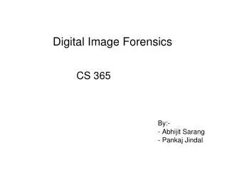 Digital Image Forensics