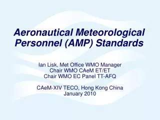 Aeronautical Meteorological Personnel (AMP) Standards