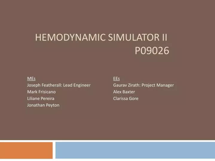 hemodynamic simulator ii p09026