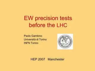 EW precision tests before the LHC