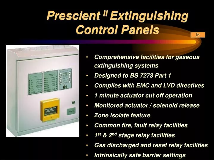 prescient ii extinguishing control panels