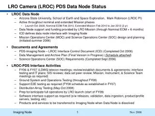 LRO Camera (LROC) PDS Data Node Status