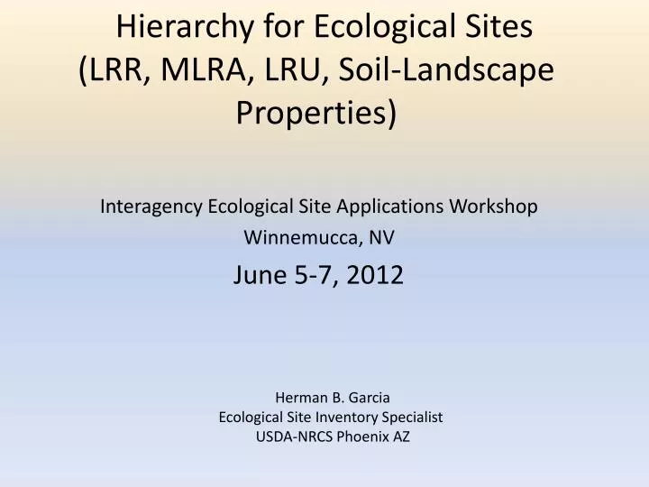 hierarchy for ecological sites lrr mlra lru soil landscape properties