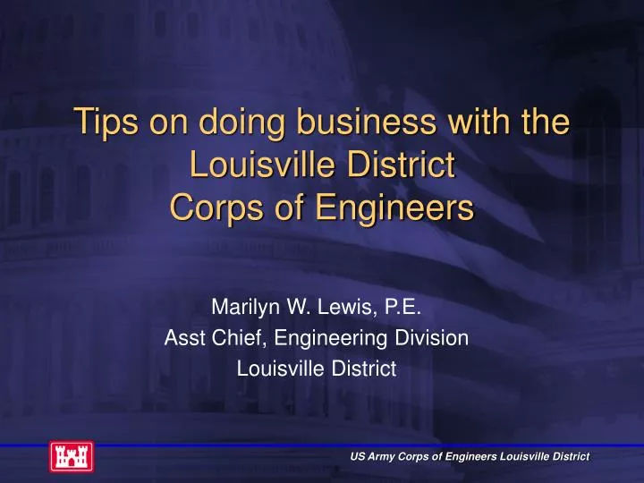 marilyn w lewis p e asst chief engineering division louisville district