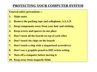 PROTECTING YOUR COMPUTER SYSTEM