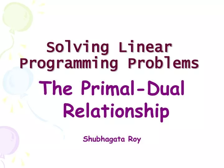 solving linear programming problems