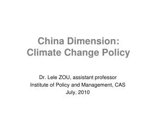 China Dimension: Climate Change Policy