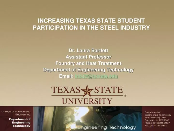 increasing texas state student participation in the steel industry