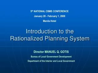Introduction to the Rationalized Planning System