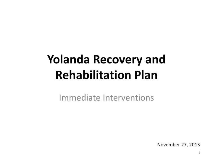 yolanda recovery and rehabilitation plan